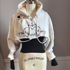 Stylish White and Black Women's Hoodie